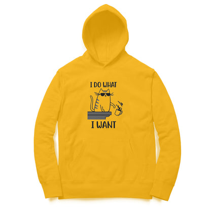 Golden Yellow Funny Cat Dad Hoodie - "I Do What I Want" Hoodies