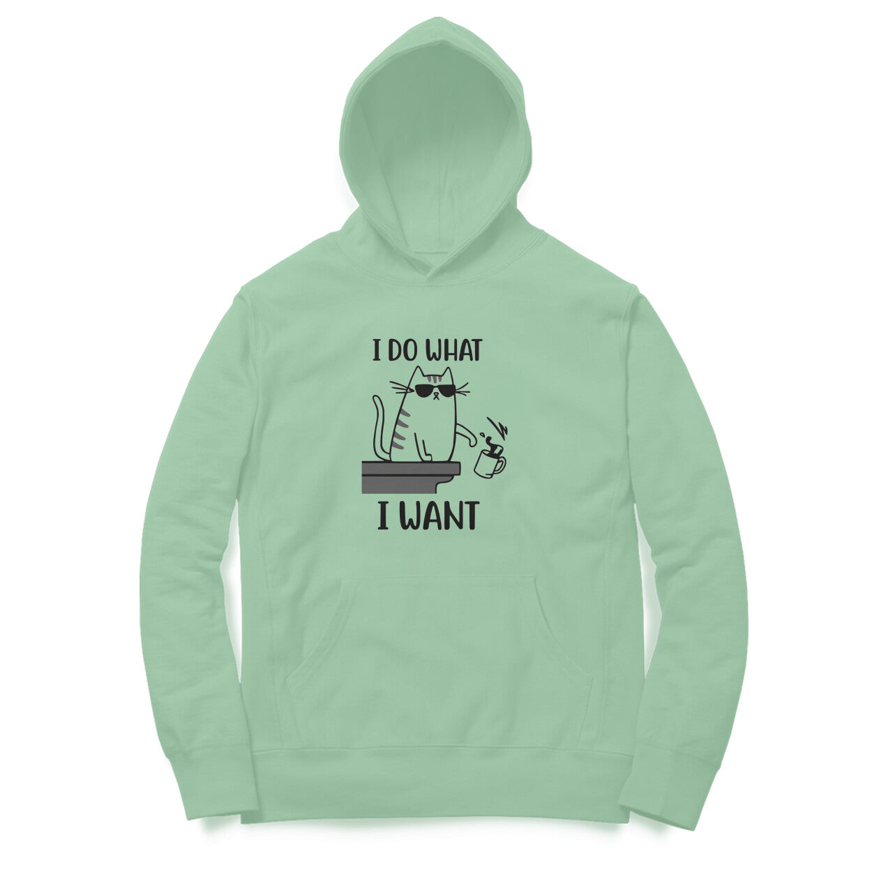 Mint Green Funny Cat Dad Hoodie - "I Do What I Want" Hoodies