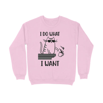 Light Pink "I Do What I Want" Men's Funny Cat Sweatshirt Men's Sweatshirts