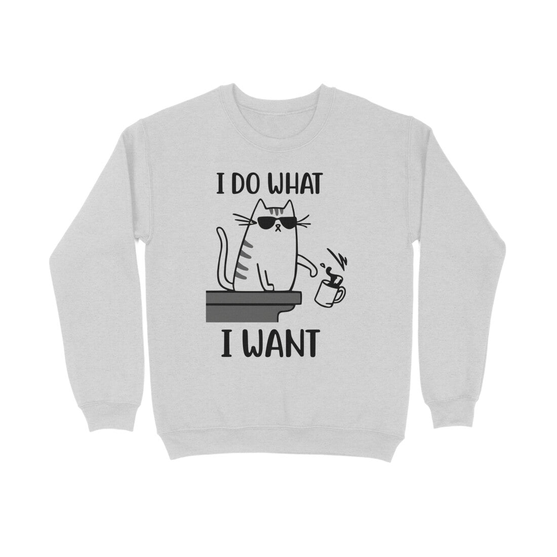 Melange Grey "I Do What I Want" Men's Funny Cat Sweatshirt Men's Sweatshirts