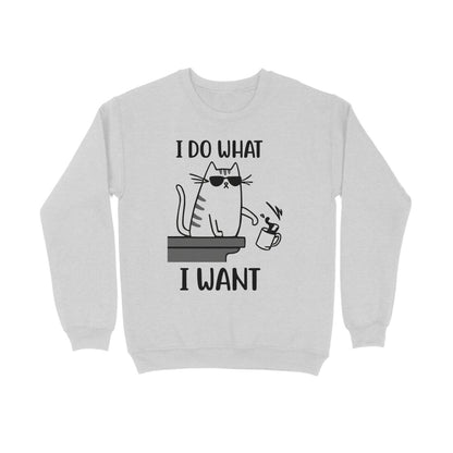 Melange Grey "I Do What I Want" Men's Funny Cat Sweatshirt Men's Sweatshirts