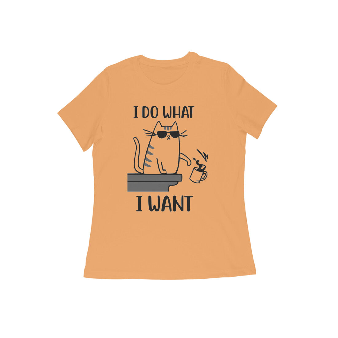 Mustard Yellow Sassy Cat "I Do What I Want" Women's Tee Tshirt