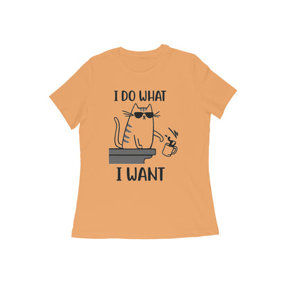 Mustard Yellow Sassy Cat "I Do What I Want" Women's Tee Tshirt