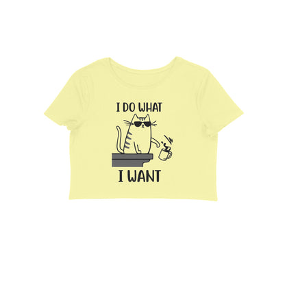 Butter Yellow Sassy Cat "I Do What I Want" Graphic Crop Top Crop Top