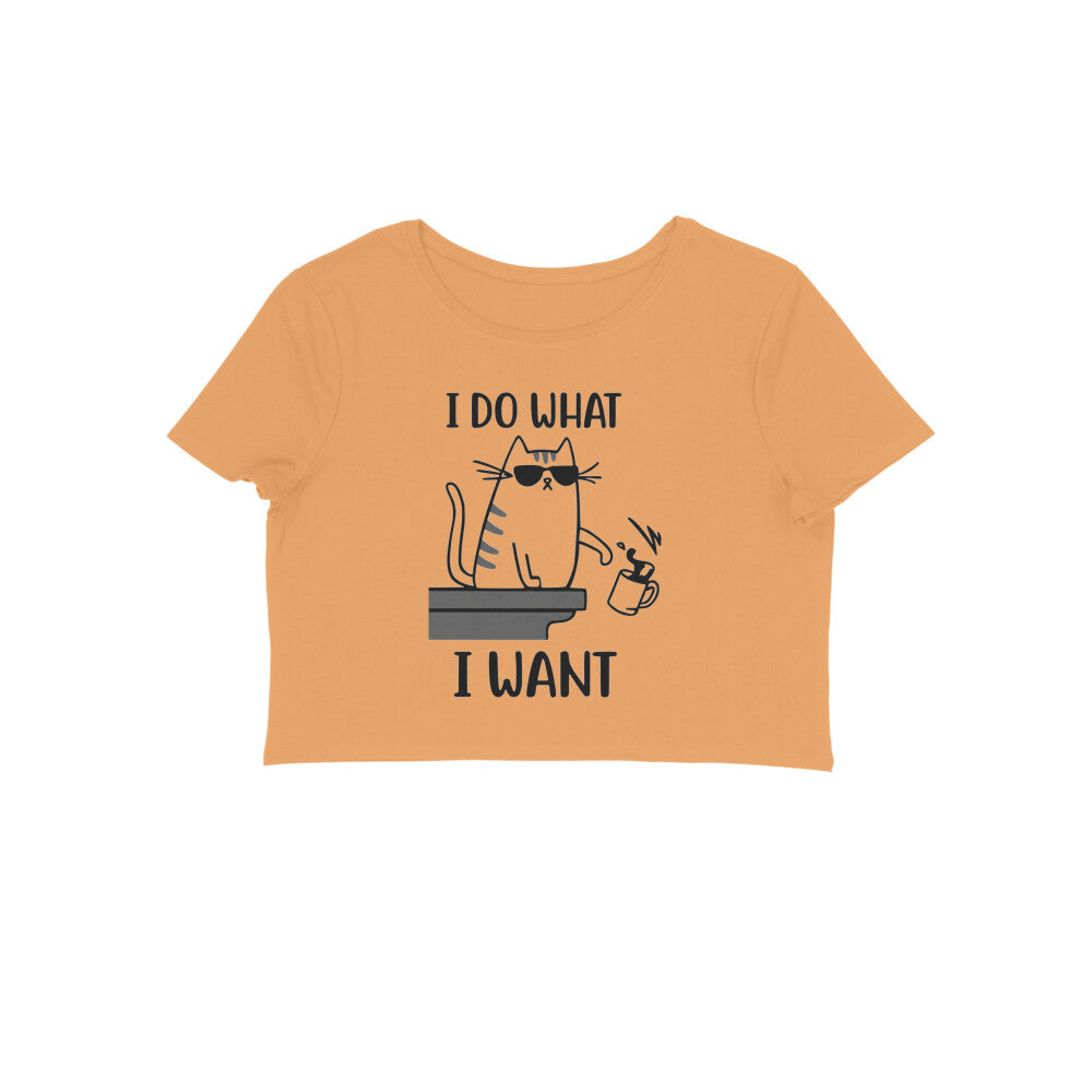 Mustard Yellow Sassy Cat "I Do What I Want" Graphic Crop Top Crop Top