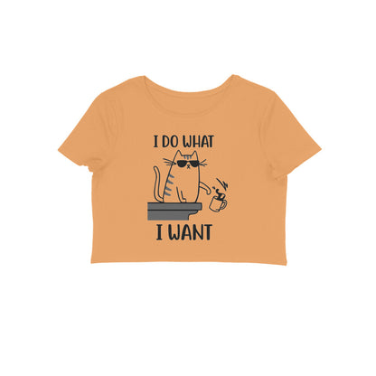 Mustard Yellow Sassy Cat "I Do What I Want" Graphic Crop Top Crop Top