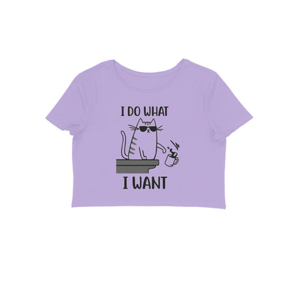 Iris Lavender Sassy Cat "I Do What I Want" Graphic Crop Top Crop Top