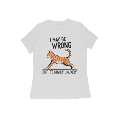 Melange Grey Funny Cat Quote T-Shirt - "I May Be Wrong" Tshirt