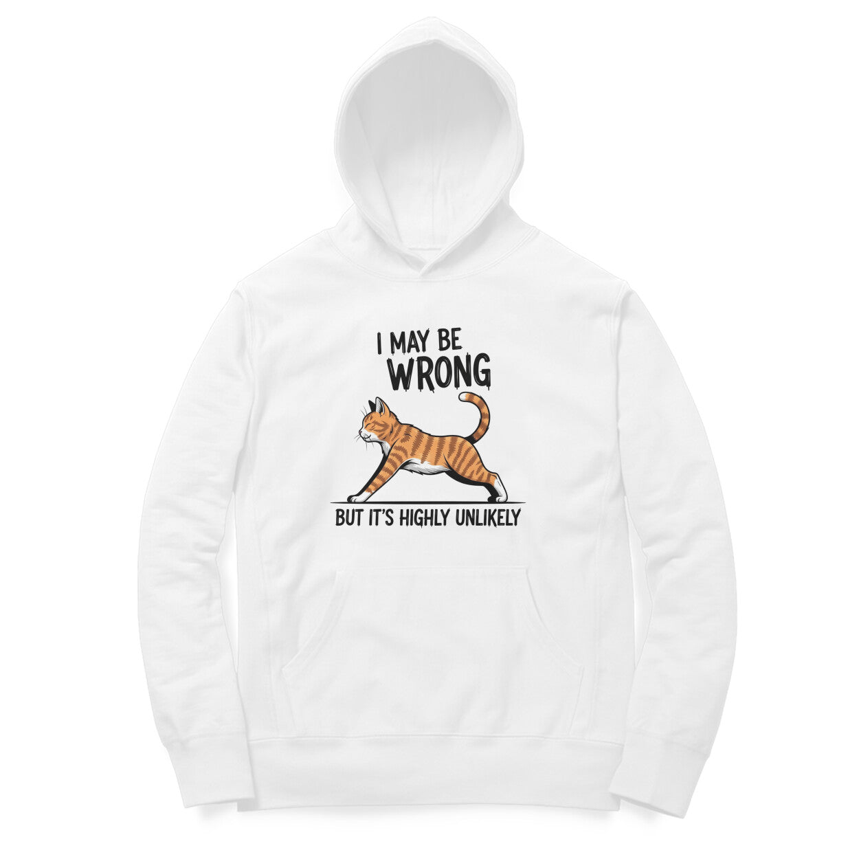 White "I May Be Wrong" Funny Cat Men's Hoodie Hoodies