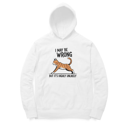 White "I May Be Wrong" Funny Cat Men's Hoodie Hoodies