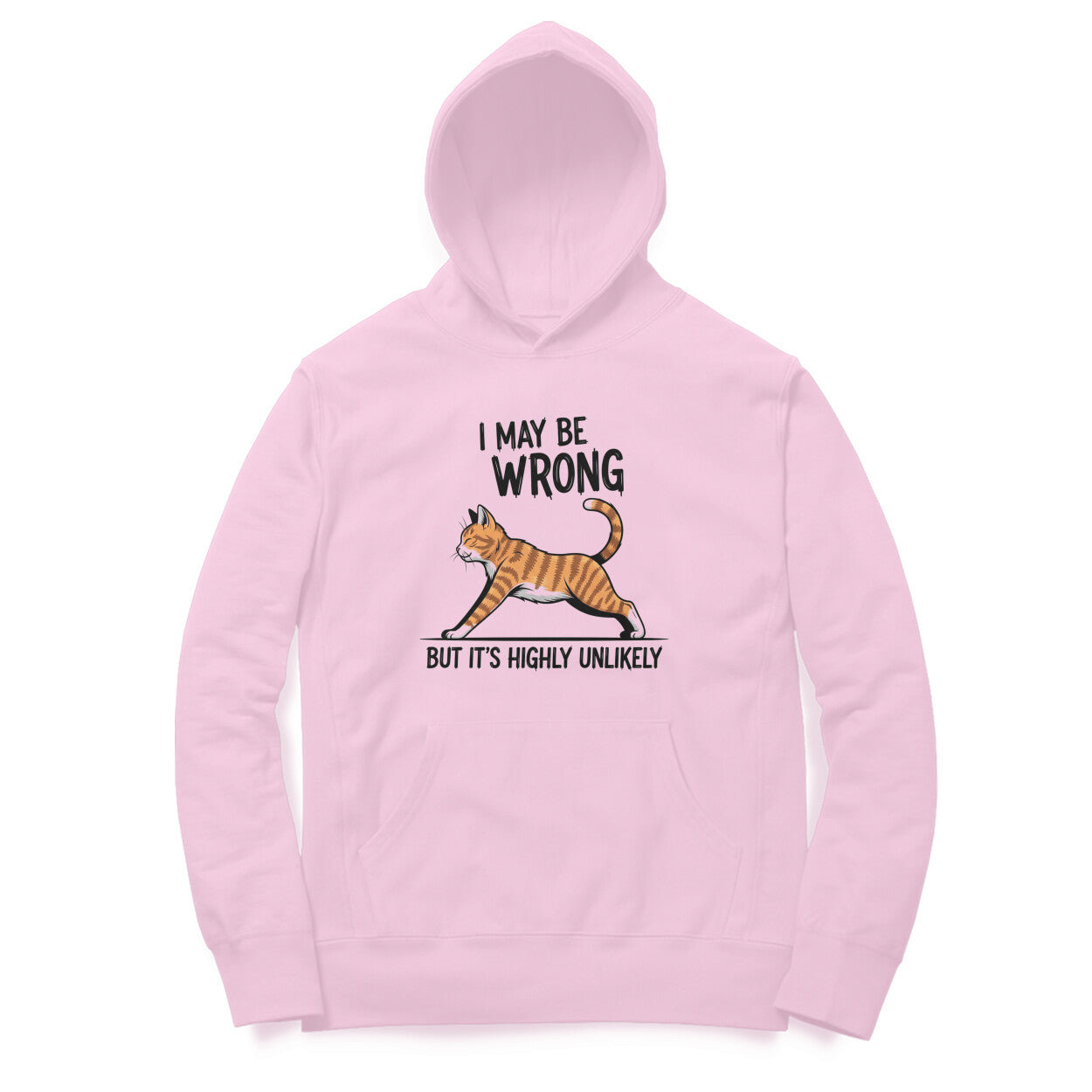 Light Pink "I May Be Wrong" Funny Cat Men's Hoodie Hoodies