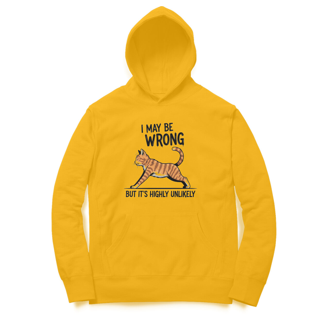 Golden Yellow "I May Be Wrong" Funny Cat Men's Hoodie Hoodies