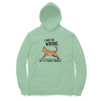 Mint Green "I May Be Wrong" Funny Cat Men's Hoodie Hoodies