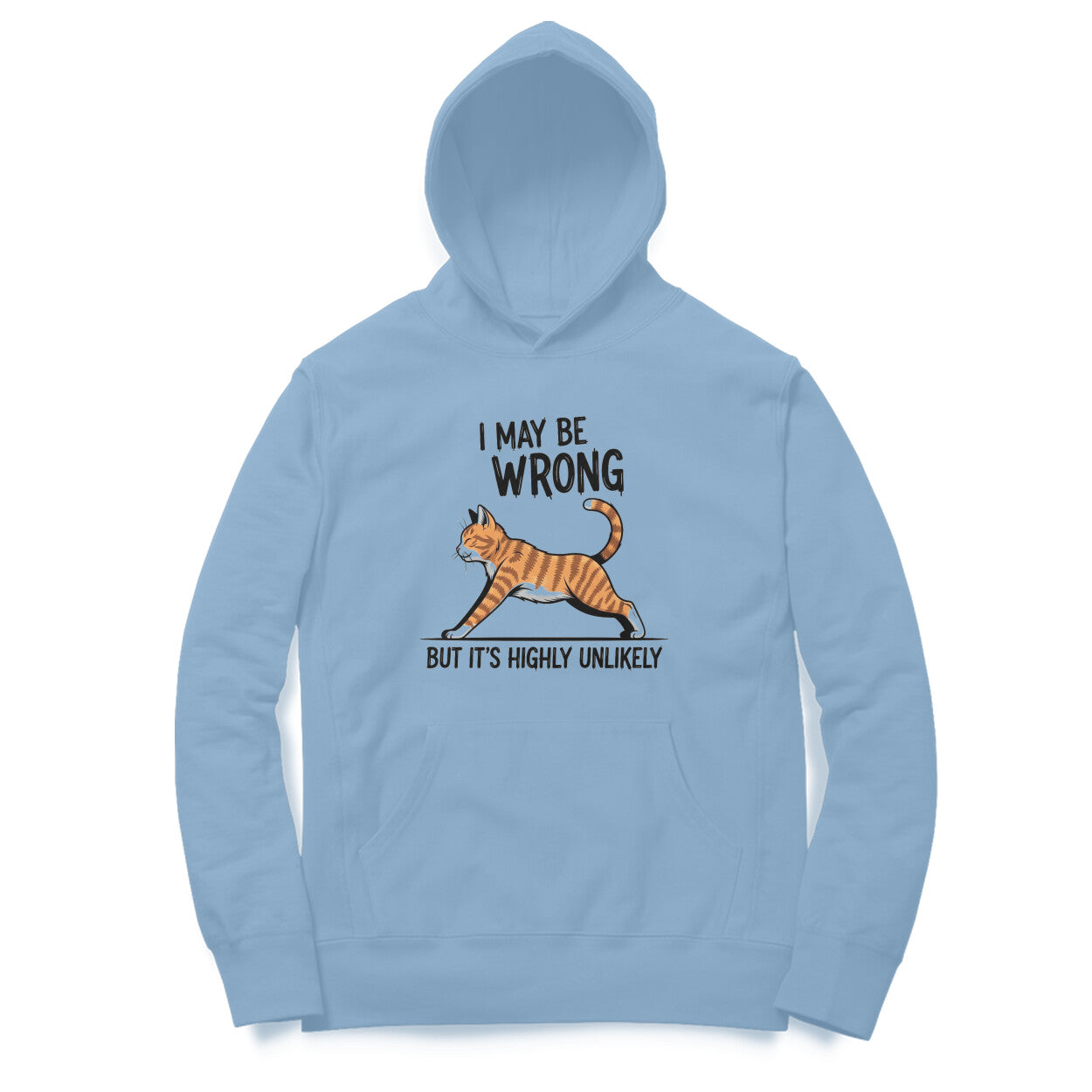 Baby Blue "I May Be Wrong" Funny Cat Men's Hoodie Hoodies