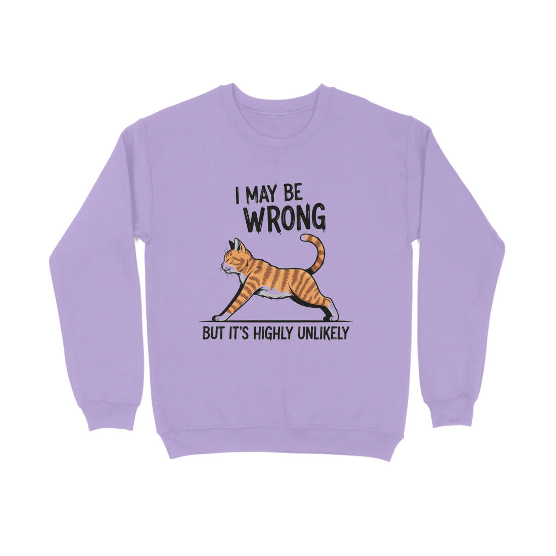 Iris Lavender "I May Be Wrong" Men's Funny Cat Sweatshirt Men's Sweatshirts
