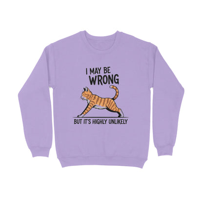 Iris Lavender "I May Be Wrong" Men's Funny Cat Sweatshirt Men's Sweatshirts