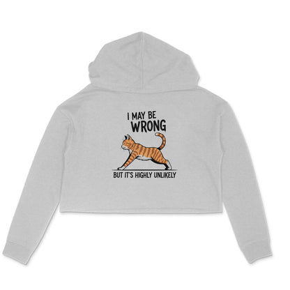 Melange Grey "I May Be Wrong" Women's Crop Hoodie Hoodies