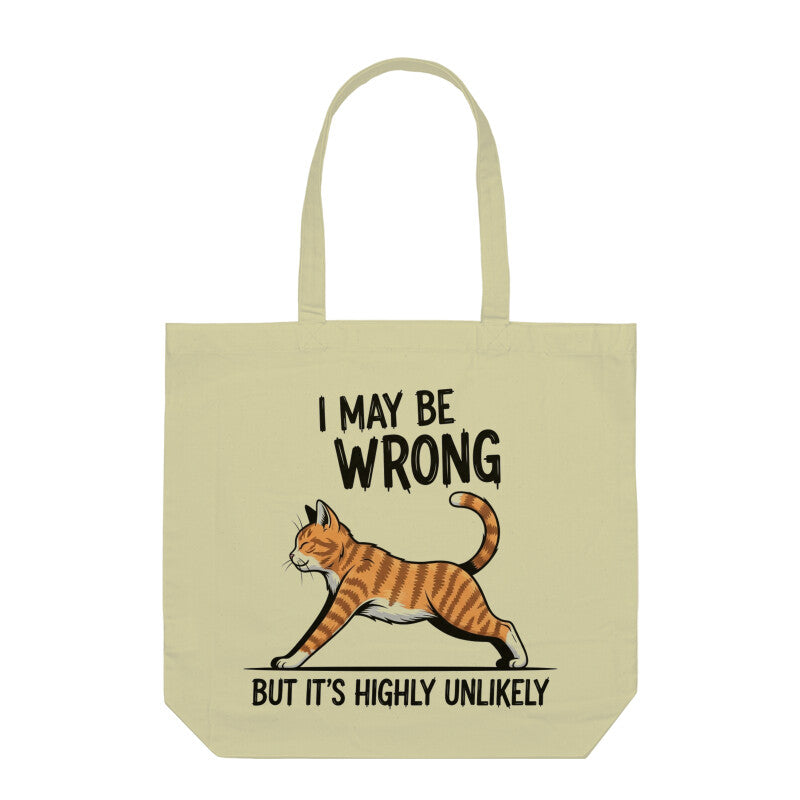 Half White "I May Be Wrong" Funny Sarcastic Cat Tote Bag Tote Bags