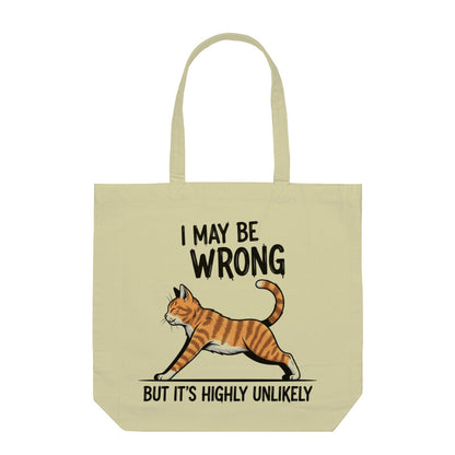 Half White "I May Be Wrong" Funny Sarcastic Cat Tote Bag Tote Bags