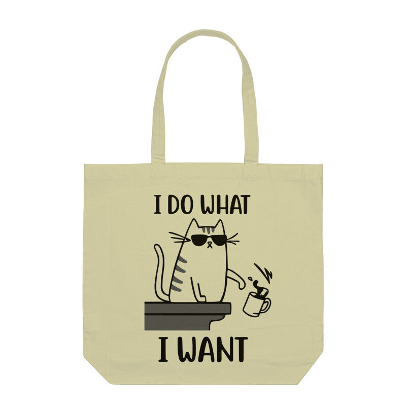 Half White "I Do What I Want" Funny Cat Tote Bag Tote Bags