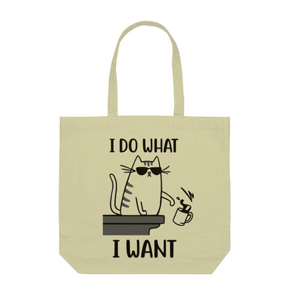 Half White "I Do What I Want" Funny Cat Tote Bag Tote Bags