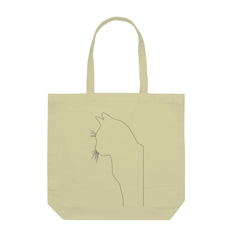 Half White Minimalist Cat Line Art Tote Bag Tote Bags