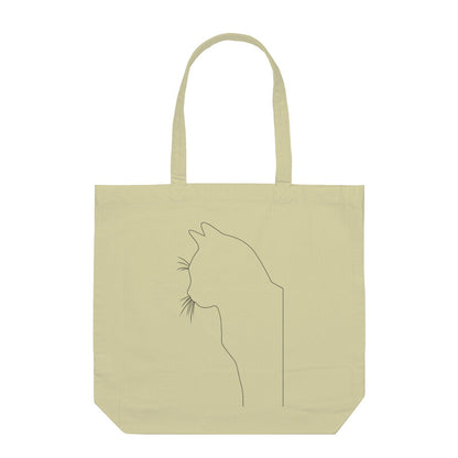 Half White Minimalist Cat Line Art Tote Bag Tote Bags