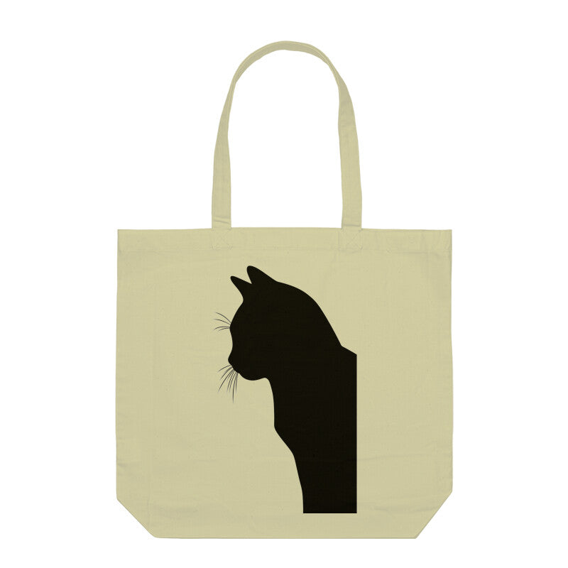 Half White Classic Black Cat Tote Bag - Minimalist Profile Art Tote Bags