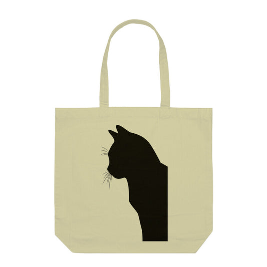 Half White Classic Black Cat Tote Bag - Minimalist Profile Art Tote Bags