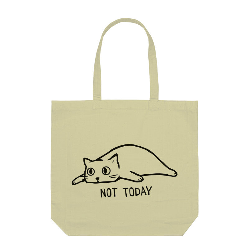 Half White "Not Today" Lazy Cat Tote Bag Tote Bags