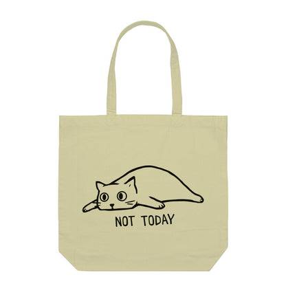 Half White "Not Today" Lazy Cat Tote Bag Tote Bags