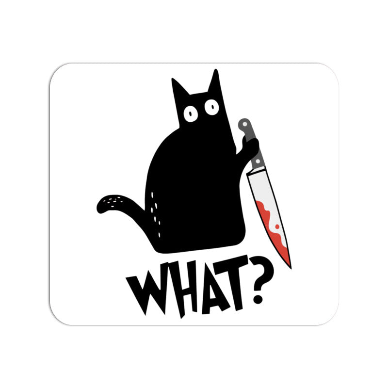 Mouse Pad "What?" Innocent Cat with Knife - Chaotic Energy Mousepad Mousepads