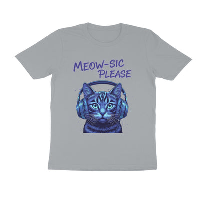 Silver Frost Meow-Sic Please Neon Cat DJ | Electric Blue Cyberpunk Kitten with Headphones Tshirt