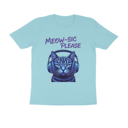 Surf Blue Meow-Sic Please Neon Cat DJ | Electric Blue Cyberpunk Kitten with Headphones Tshirt
