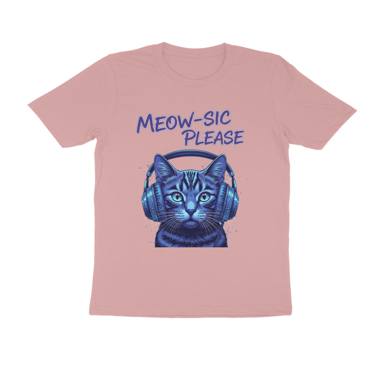 Pastel Dusty Meow-Sic Please Neon Cat DJ | Electric Blue Cyberpunk Kitten with Headphones Tshirt