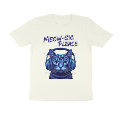 Ivory Meow-Sic Please Neon Cat DJ | Electric Blue Cyberpunk Kitten with Headphones Tshirt