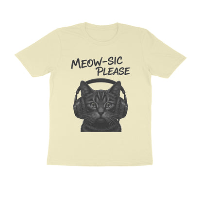 Almond Meow-sic Please: Feline DJ Cat with Headphones Grayscale Art Tshirt