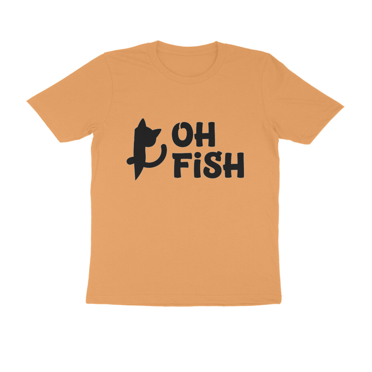 Mustard Yellow OH FISH Funny Cat Quote Minimalist Line Art T-Shirt Tshirt