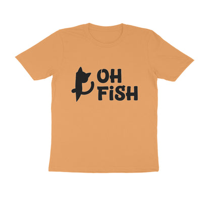 Mustard Yellow OH FISH Funny Cat Quote Minimalist Line Art T-Shirt Tshirt