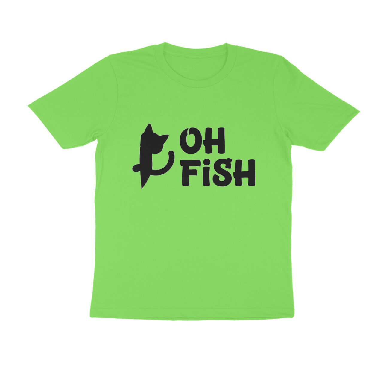 Liril Green OH FISH Funny Cat Quote Minimalist Line Art T-Shirt Tshirt