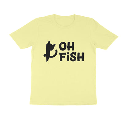 Butter Yellow OH FISH Funny Cat Quote Minimalist Line Art T-Shirt Tshirt