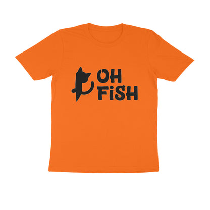 Orange OH FISH Funny Cat Quote Minimalist Line Art T-Shirt Tshirt