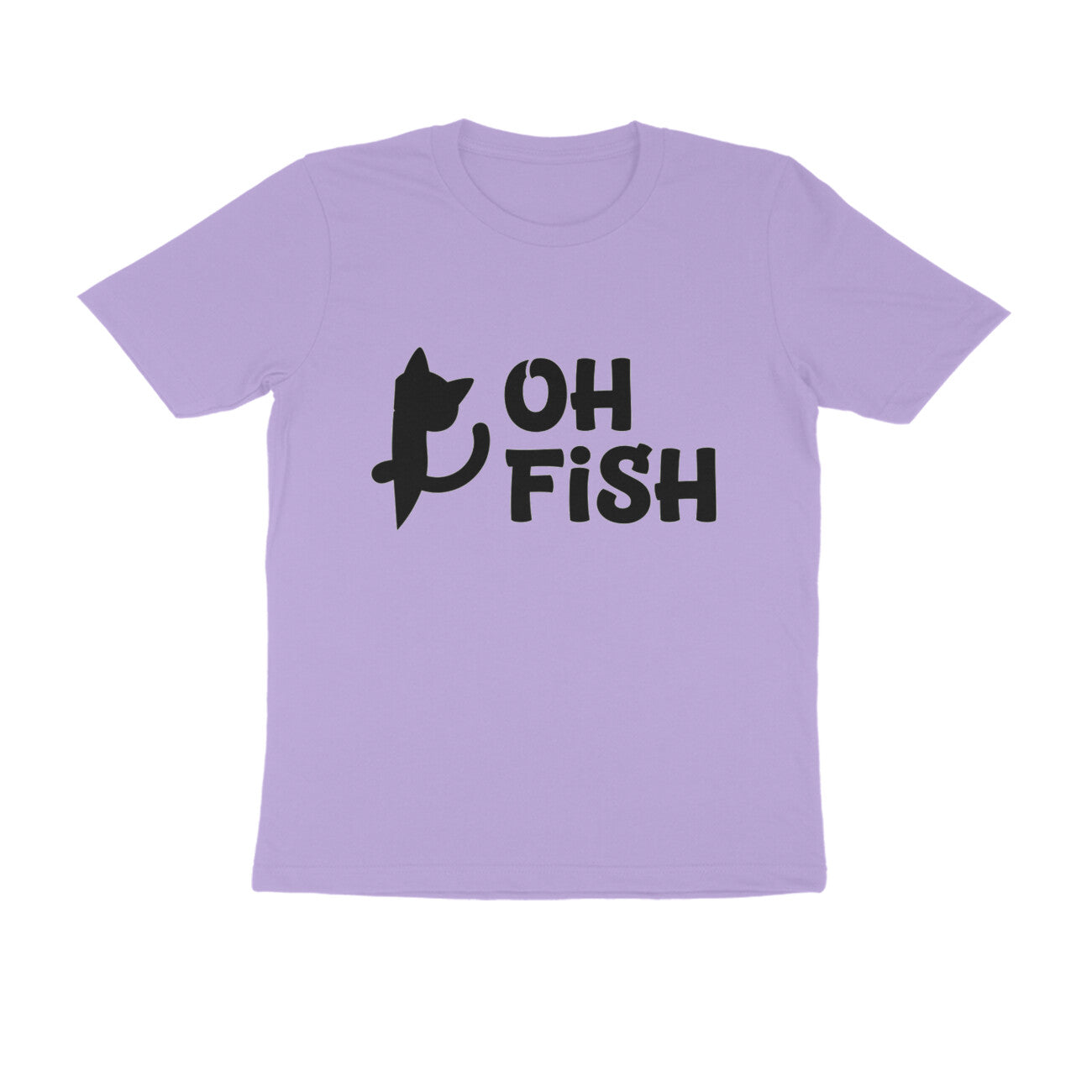Iris Lavender OH FISH Funny Cat Quote Minimalist Line Art T-Shirt Tshirt