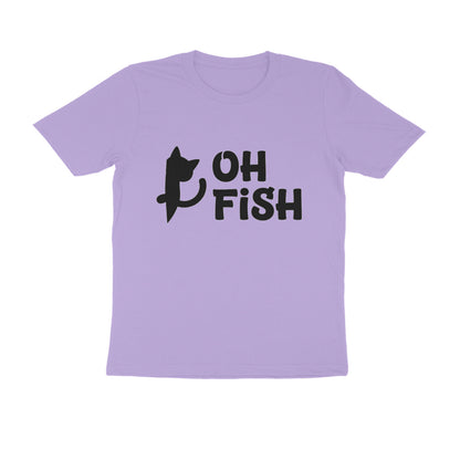 Iris Lavender OH FISH Funny Cat Quote Minimalist Line Art T-Shirt Tshirt