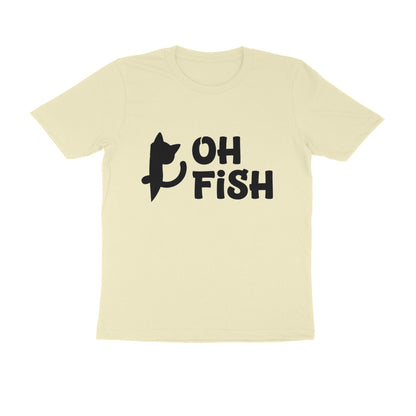 Almond OH FISH Funny Cat Quote Minimalist Line Art T-Shirt Tshirt