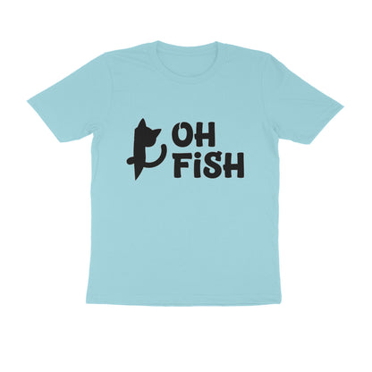 Surf Blue OH FISH Funny Cat Quote Minimalist Line Art T-Shirt Tshirt