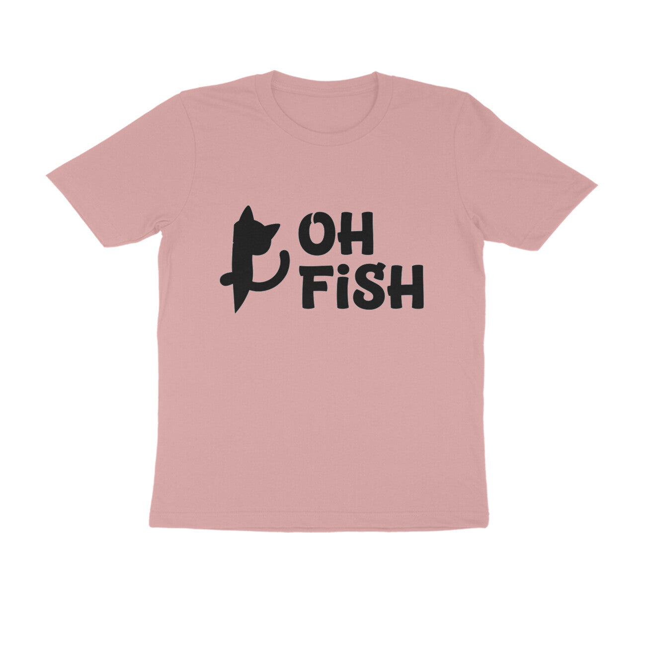 Pastel Dusty OH FISH Funny Cat Quote Minimalist Line Art T-Shirt Tshirt