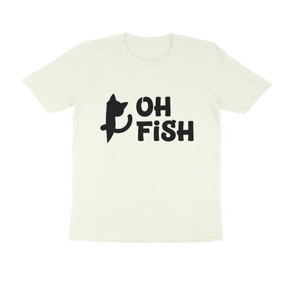 Ivory OH FISH Funny Cat Quote Minimalist Line Art T-Shirt Tshirt