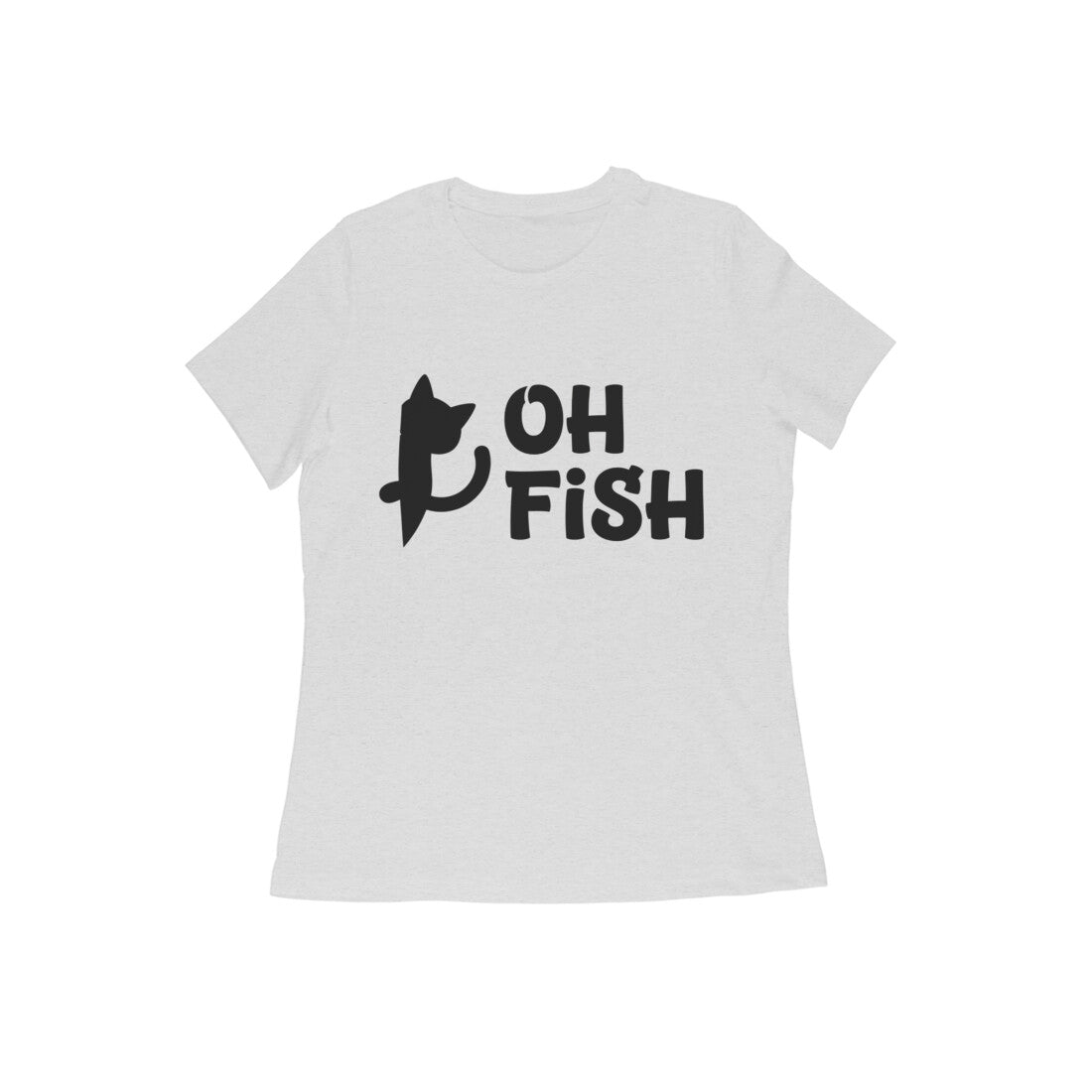 Melange Grey Oh Fish Cat Women's T-Shirt - Funny Minimalist Kitty Quote Apparel Tshirt