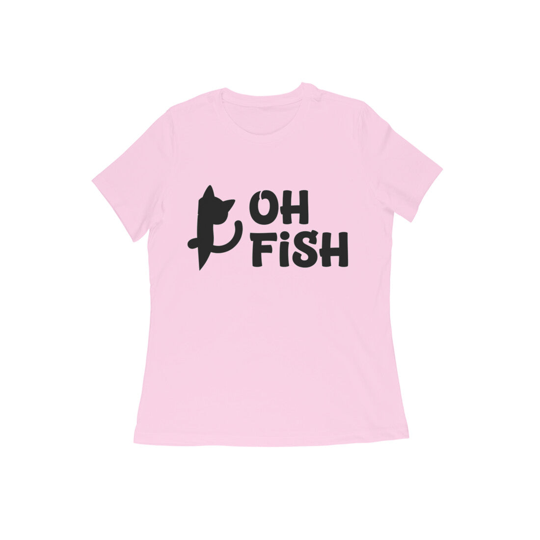 Light Pink Oh Fish Cat Women's T-Shirt - Funny Minimalist Kitty Quote Apparel Tshirt